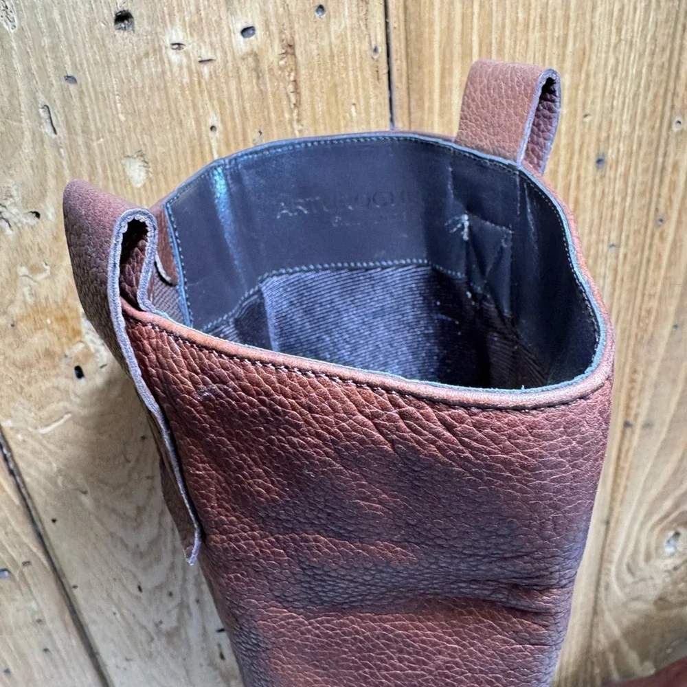 Arturo Chiang Tall Brown Leather Riding Boots 5.5 M - Picture 14 of 14